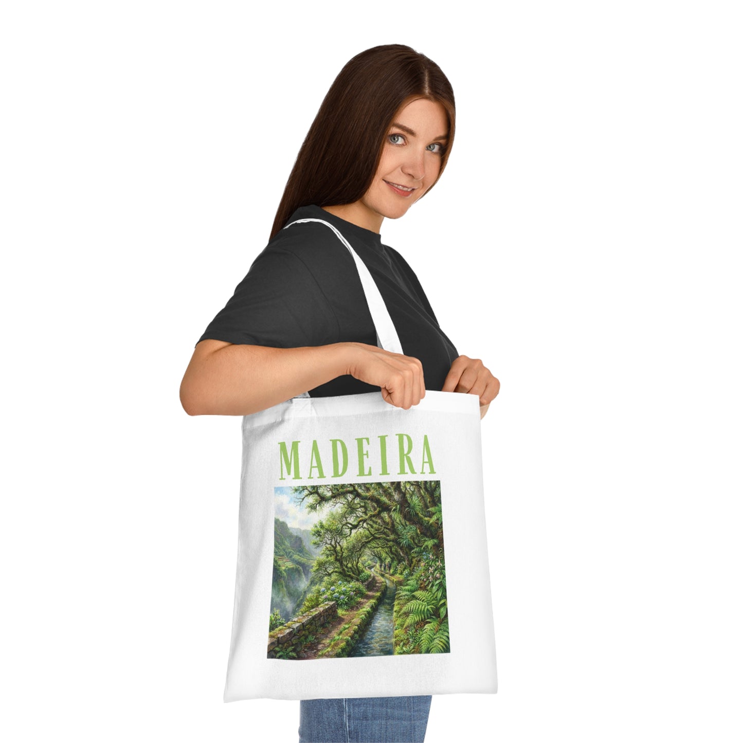 Madeira Scenic Cotton Tote Bag — Botanical Island Landscape Tote