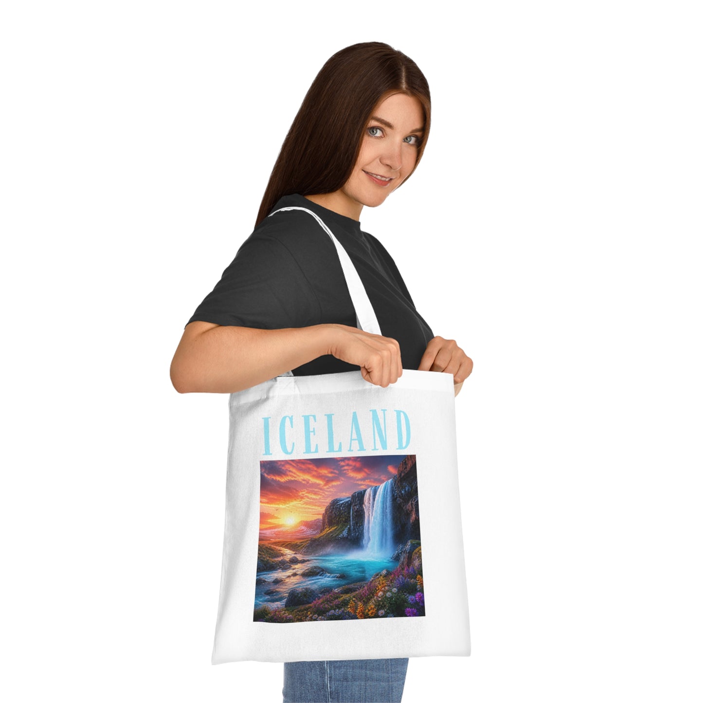 Iceland Waterfall Scenic Cotton Tote Bag