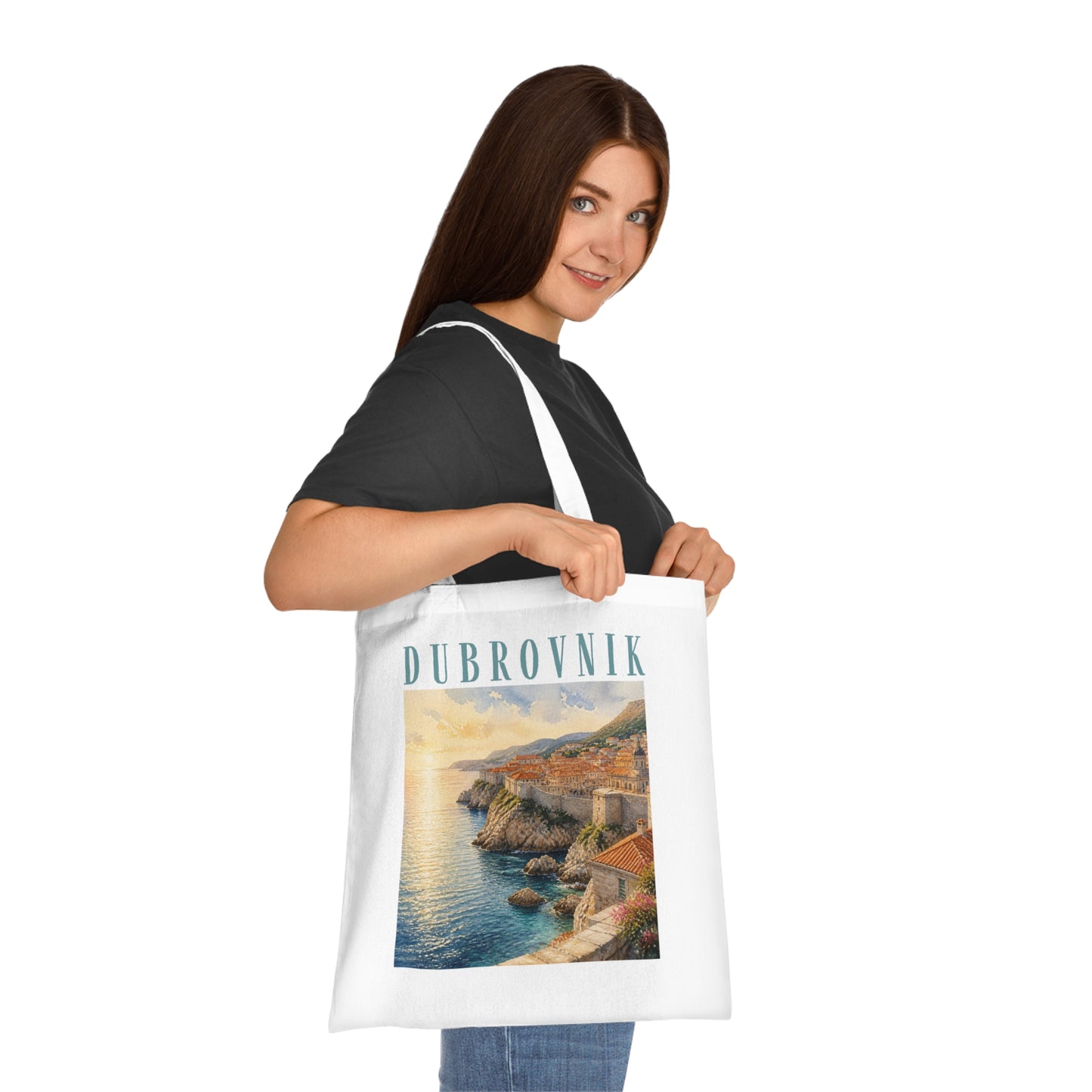 Dubrovnik Vintage Sunset Tote Bag — Travel Souvenir Cotton Tote