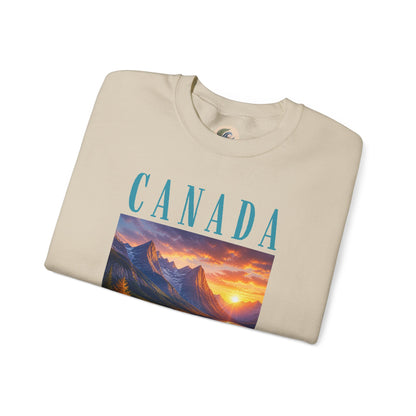 Canada Banff Scenic Crewneck Sweatshirt — Mountain Lake Sunset Graphic