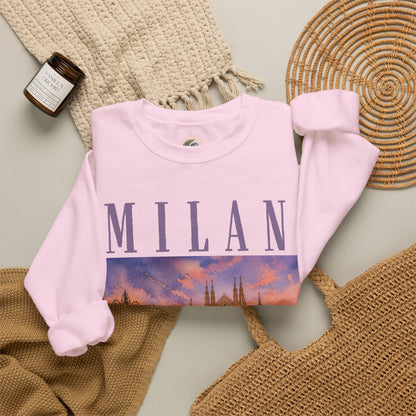 Milan Cathedral Crewneck Sweatshirt – Vintage Travel Cityscape