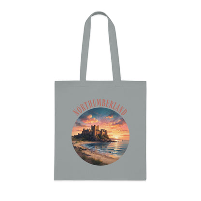 Northumberland Castle Sunset Tote Bag — Scenic Coastal Cotton Tote