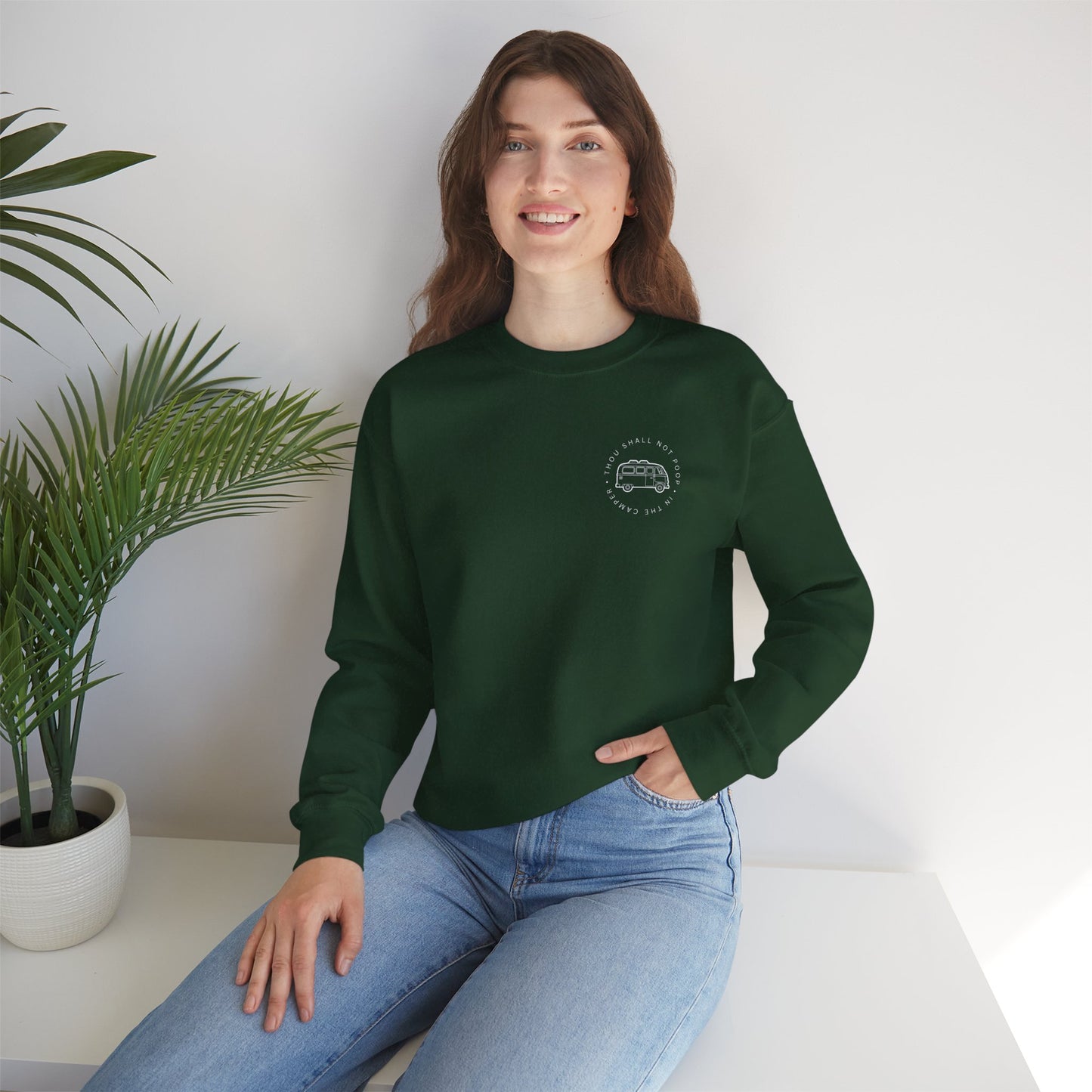 Cozy Camper Crewneck Sweatshirt — Van Life Humour Chest Graphic