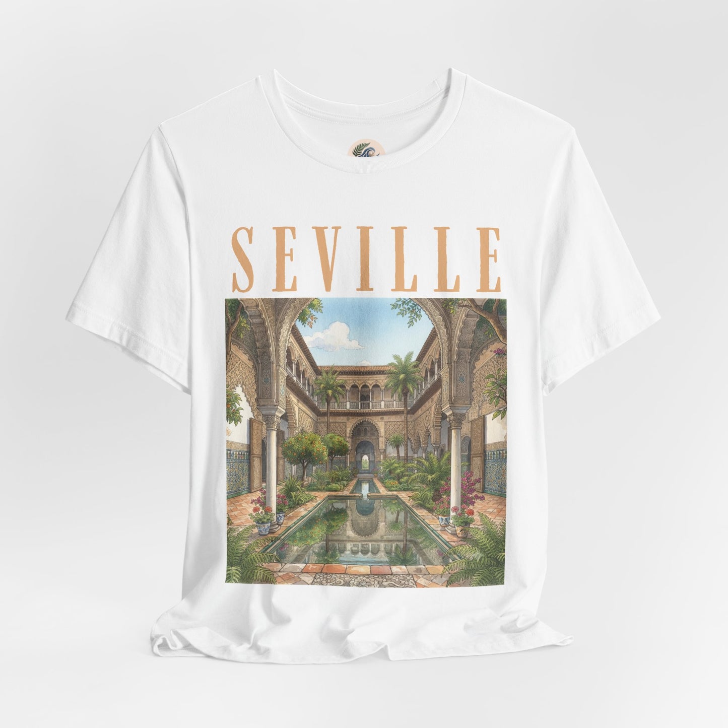 Seville Courtyard Tee — Vintage Andalusian Travel T‑Shirt