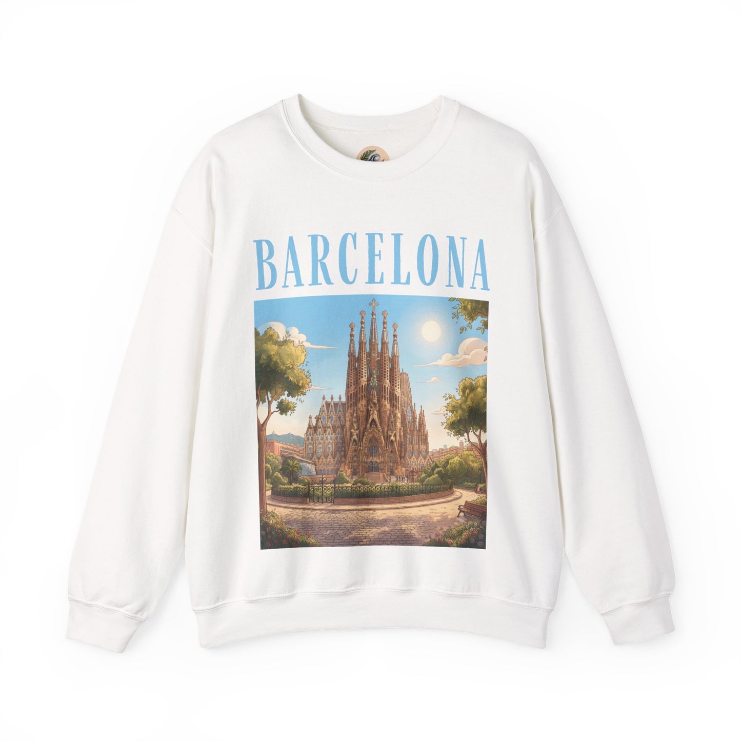 Barcelona Sagrada Família Crewneck Sweatshirt — Vintage Travel Graphic