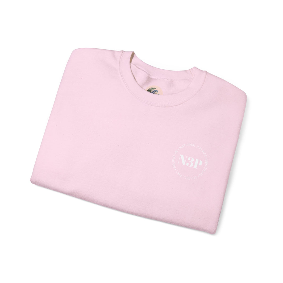 Minimal 'N3P' National 3 Peaks Logo Crewneck Sweatshirt – Small Chest Emblem, Casual Everyday Pullover
