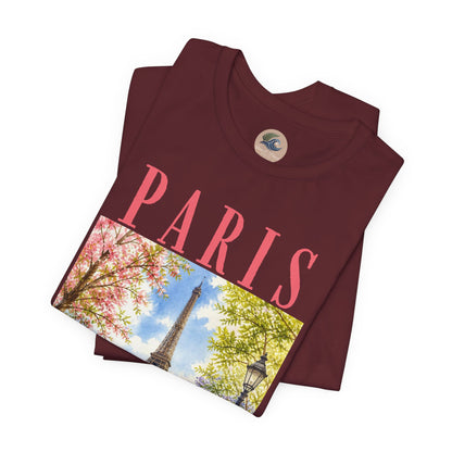 Paris Floral Eiffel Tower Tee — Vintage Romantic France T-Shirt