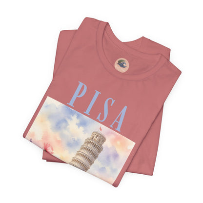 Pisa Floral Illustration T‑Shirt — Leaning Tower Travel Tee