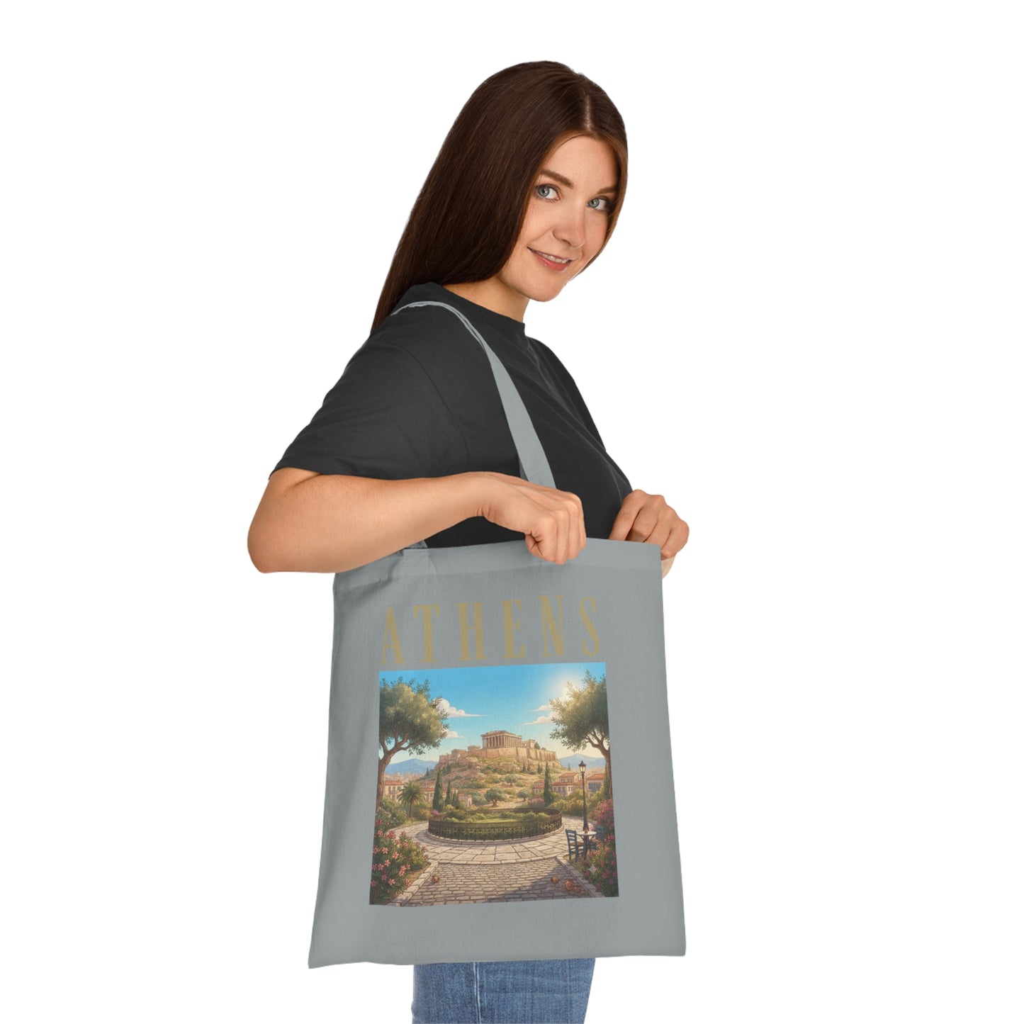 Athens Scenic Tote Bag – Vintage Greek Travel Cotton Tote