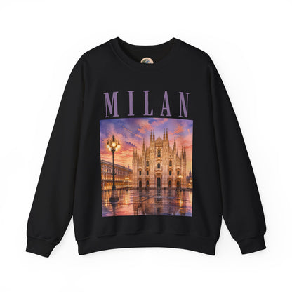 Milan Cathedral Crewneck Sweatshirt – Vintage Travel Cityscape