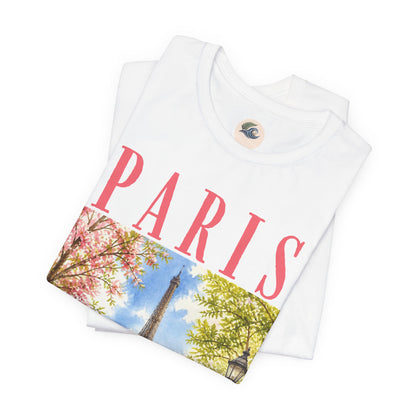 Paris Floral Eiffel Tower Tee — Vintage Romantic France T-Shirt