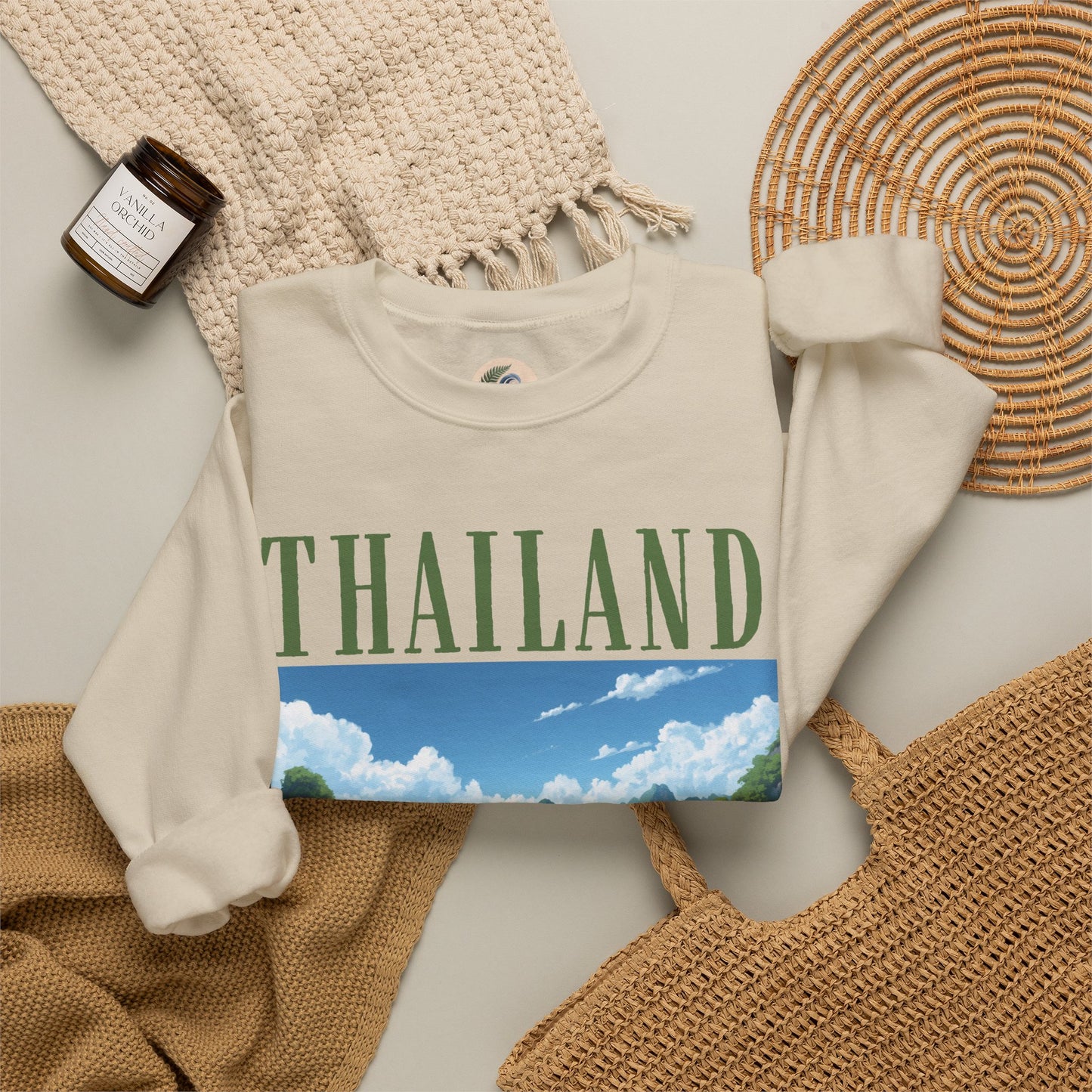 Thailand Scenic Crewneck Sweatshirt — Tropical Island Graphic Pullover