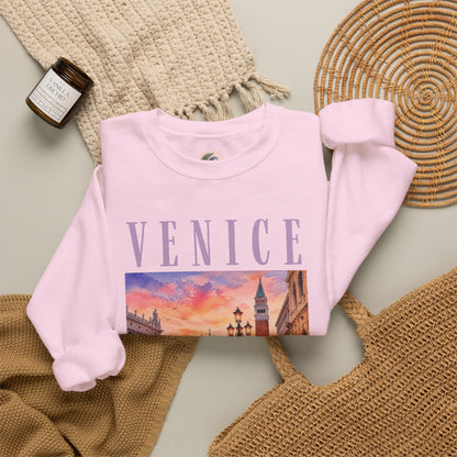 Venice Sunset Crewneck Sweatshirt — Vintage Canal Travel Graphic