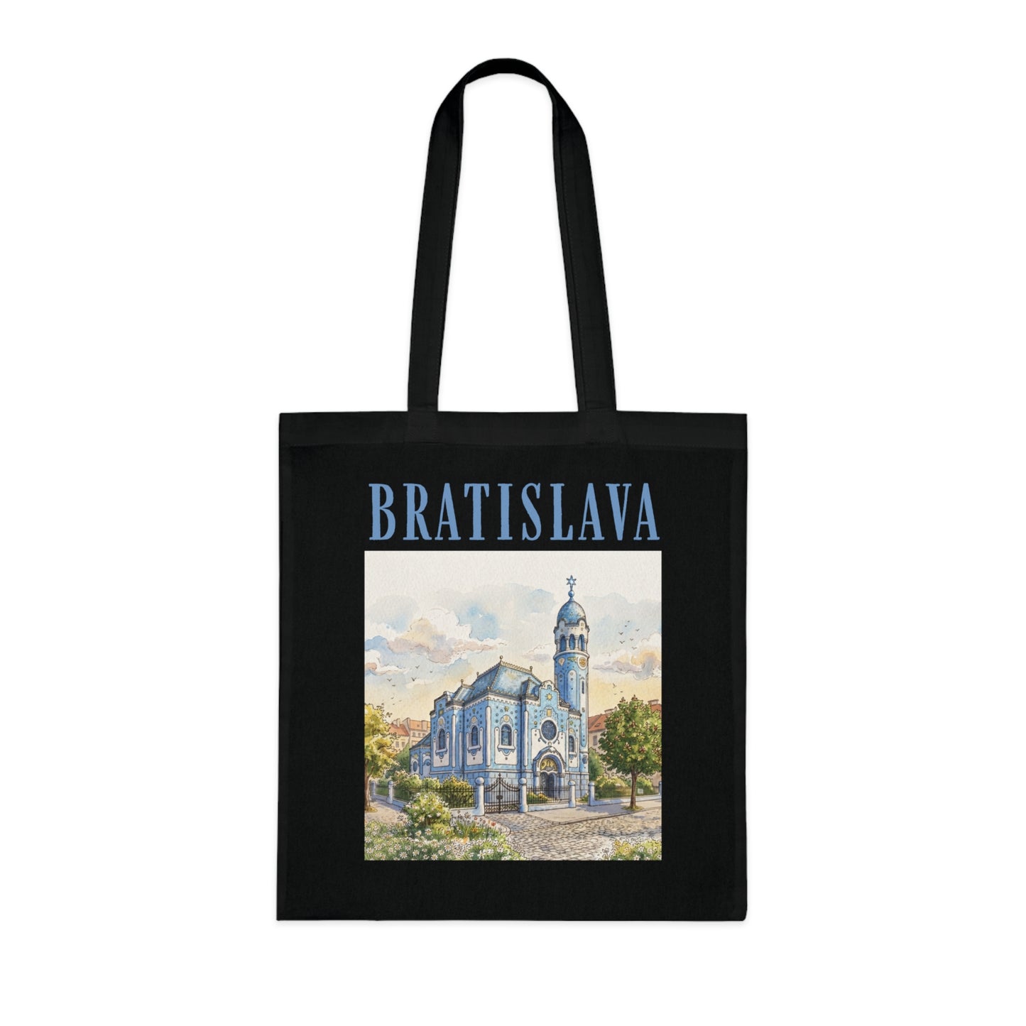Bratislava Watercolor Cathedral Tote Bag – Travel Souvenir Cotton Shopper
