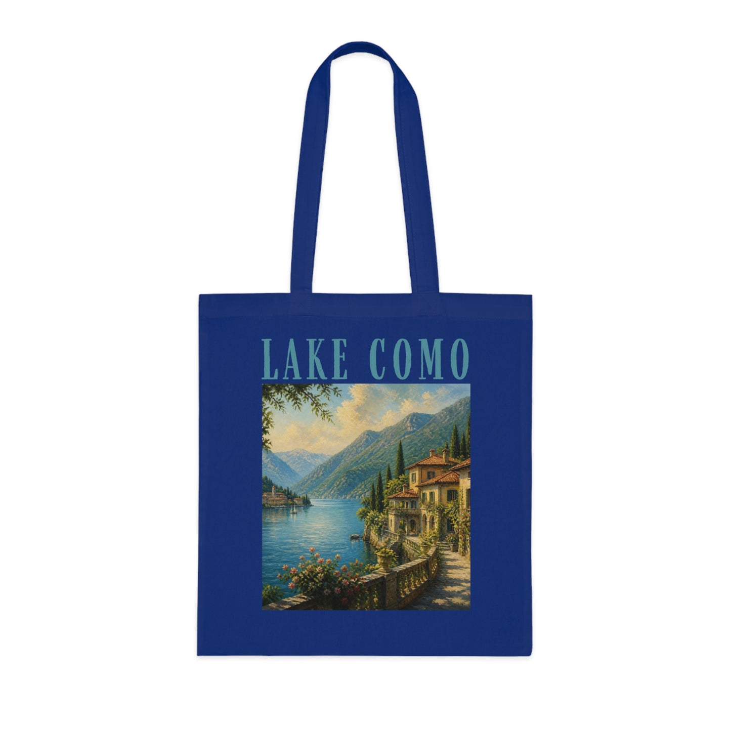 Lake Como Scenic Cotton Tote Bag – Vintage Travel Poster Design