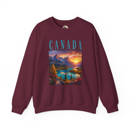 Canada Banff Scenic Crewneck Sweatshirt — Mountain Lake Sunset Graphic
