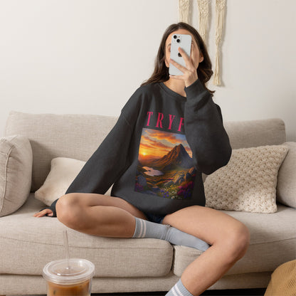 Tryfan Mountain Sweatshirt — Scenic Snowdonia Sunset Landscape Crewneck