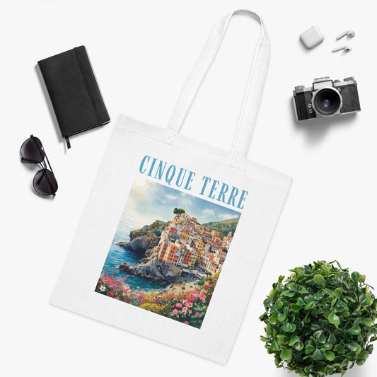 Cinque Terre Scenic Cotton Tote Bag — Italian Coast Travel Tote