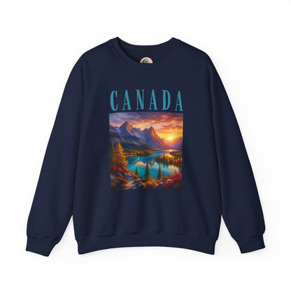 Canada Banff Scenic Crewneck Sweatshirt — Mountain Lake Sunset Graphic