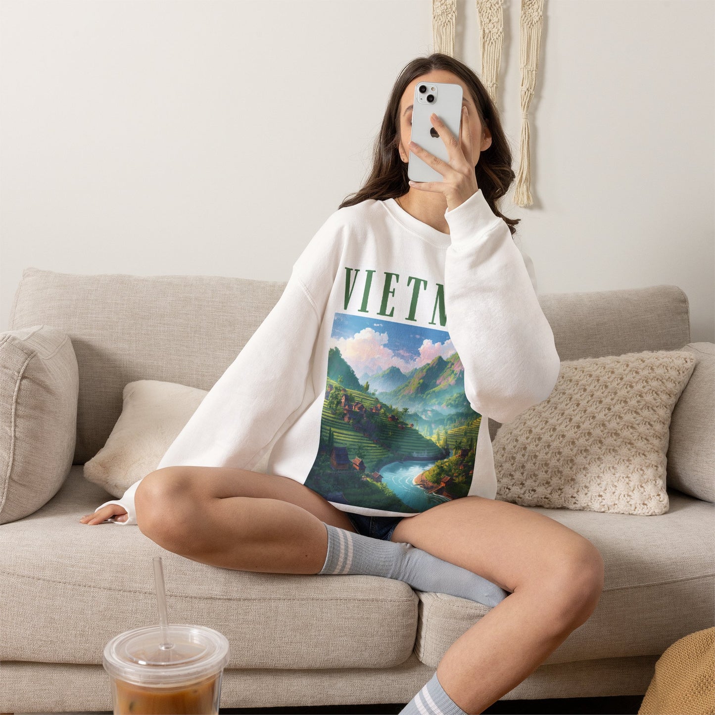 Vietnam Scenic Sweatshirt — Vintage Mountain River Travel Crewneck