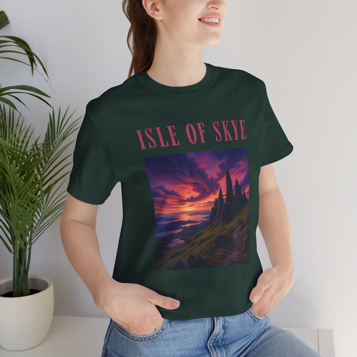 Isle of Skye Scenic Tee — Sunset Landscape Graphic T-Shirt