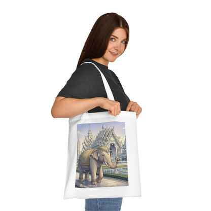 Thai Temple Elephant Cotton Tote — Scenic Travel Market Bag