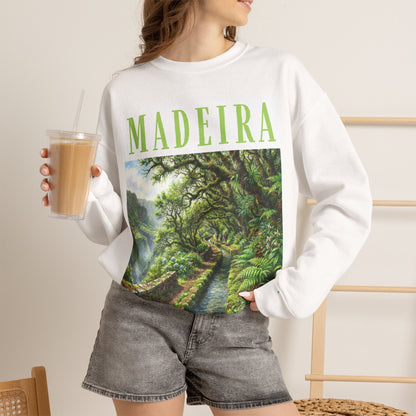 Madeira Nature Crewneck Sweatshirt — Scenic Jungle Trail Graphic