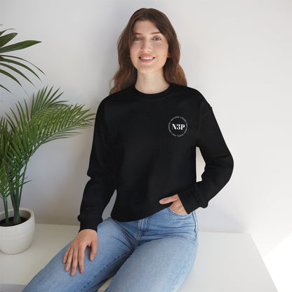 Minimal 'N3P' National 3 Peaks Logo Crewneck Sweatshirt – Small Chest Emblem, Casual Everyday Pullover