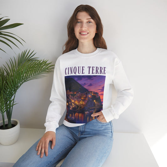 Cinque Terre Sunset Crewneck Sweatshirt – Italian Riviera Travel Graphic