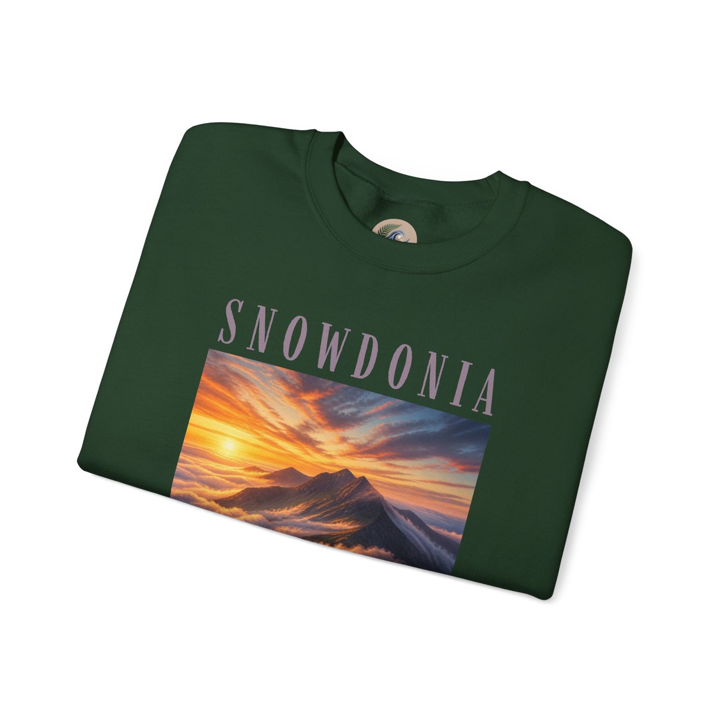 Snowdonia Sunset Crewneck Sweatshirt — Scenic Mountain Graphic