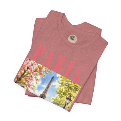 Paris Floral Eiffel Tower Tee — Vintage Romantic France T-Shirt