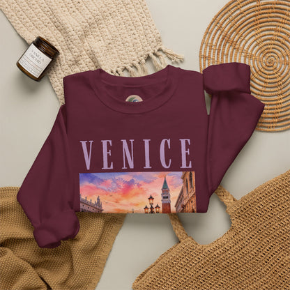 Venice Sunset Crewneck Sweatshirt — Vintage Canal Travel Graphic