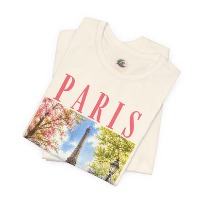 Paris Floral Eiffel Tower Tee — Vintage Romantic France T-Shirt