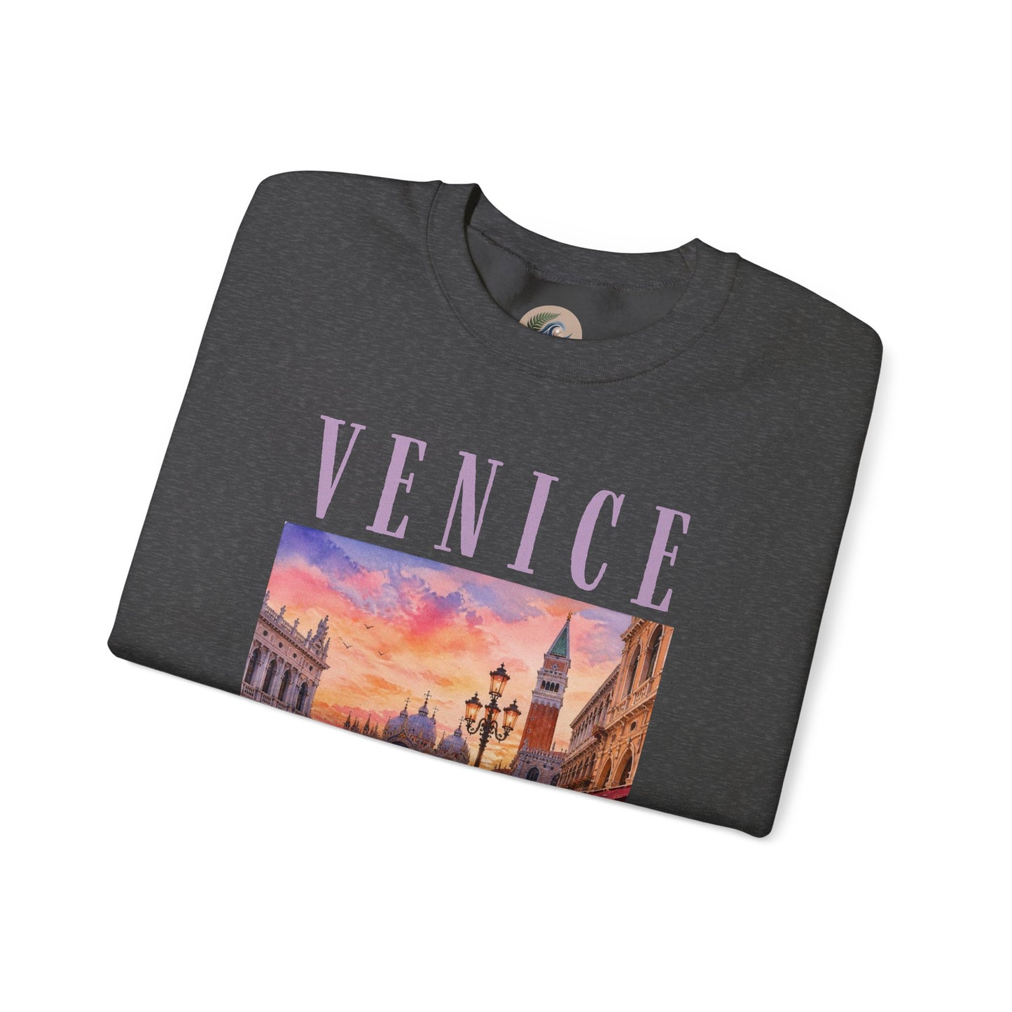 Venice Sunset Crewneck Sweatshirt — Vintage Canal Travel Graphic
