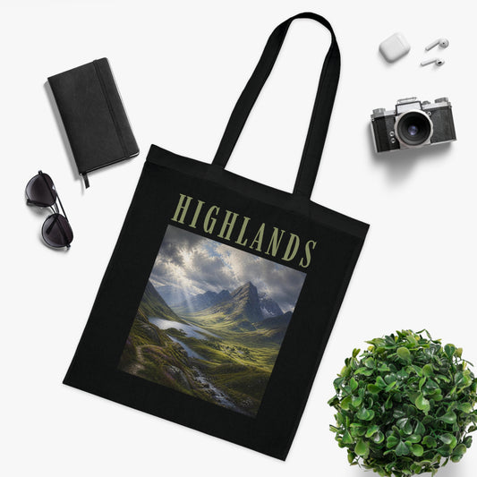 Highlands Scenic Cotton Tote — Mountain Landscape Tote Bag