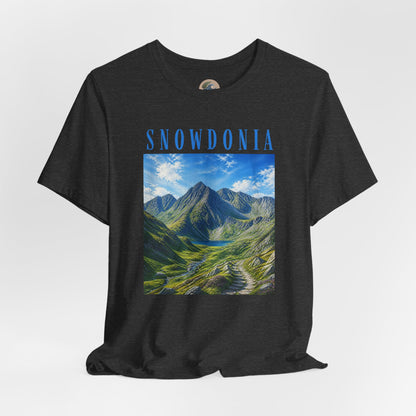 Glyderau Landscape T‑Shirt – Scenic 'SNOWDONIA' Mountain Graphic Tee