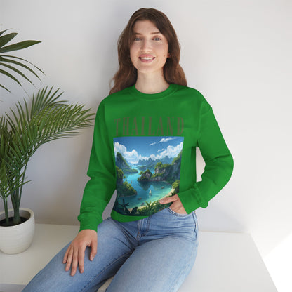 Thailand Scenic Crewneck Sweatshirt — Tropical Island Graphic Pullover