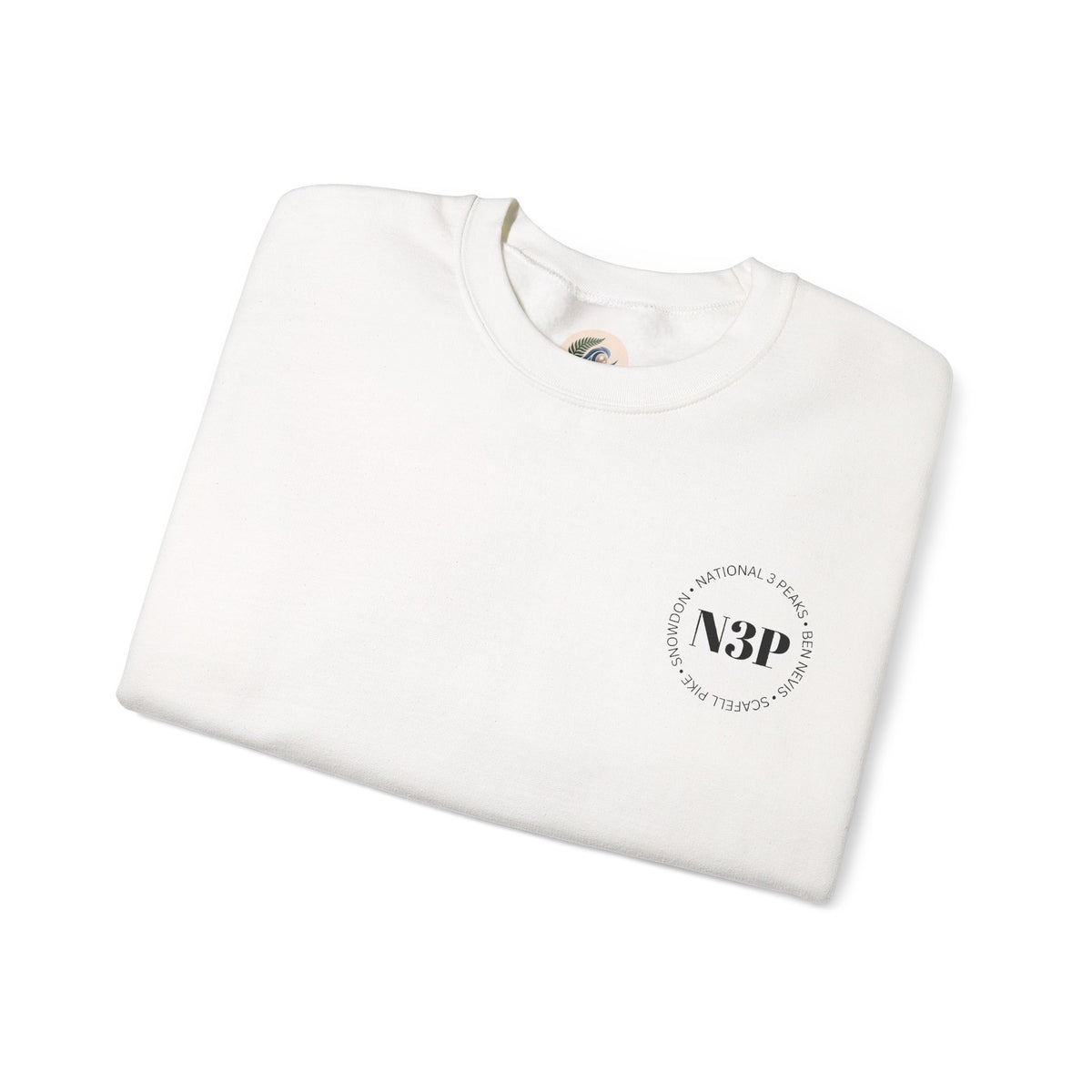 Minimal 'N3P' National 3 Peaks Logo Crewneck Sweatshirt – Small Chest Emblem, Casual Everyday Pullover