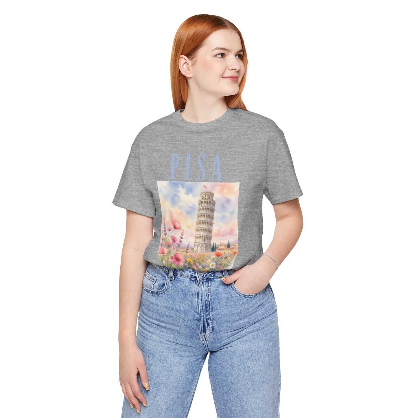 Pisa Floral Illustration T‑Shirt — Leaning Tower Travel Tee