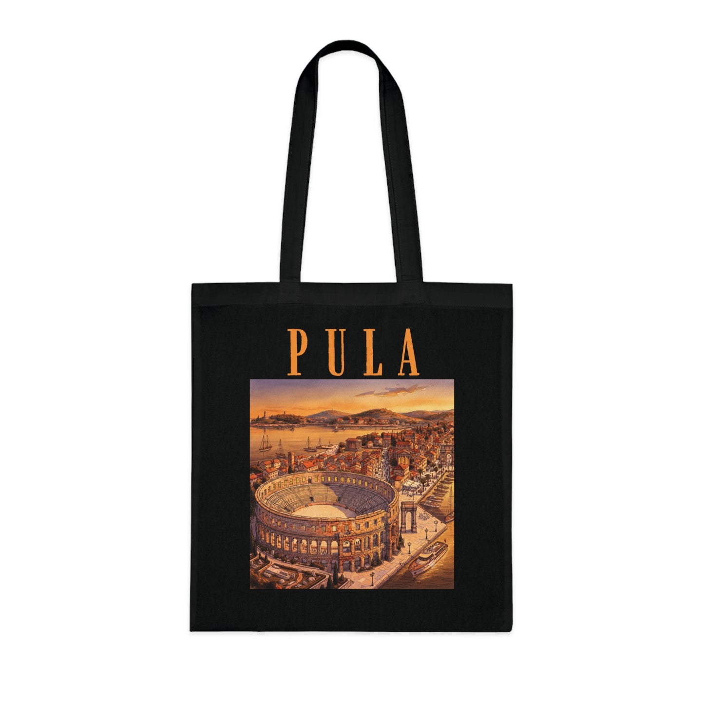 Pula Vintage Travel Tote - Retro Cityscape Cotton Bag