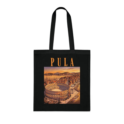 Pula Vintage Travel Tote - Retro Cityscape Cotton Bag