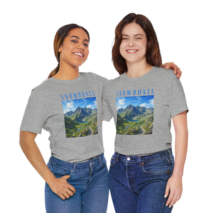 Glyderau Landscape T‑Shirt – Scenic 'SNOWDONIA' Mountain Graphic Tee
