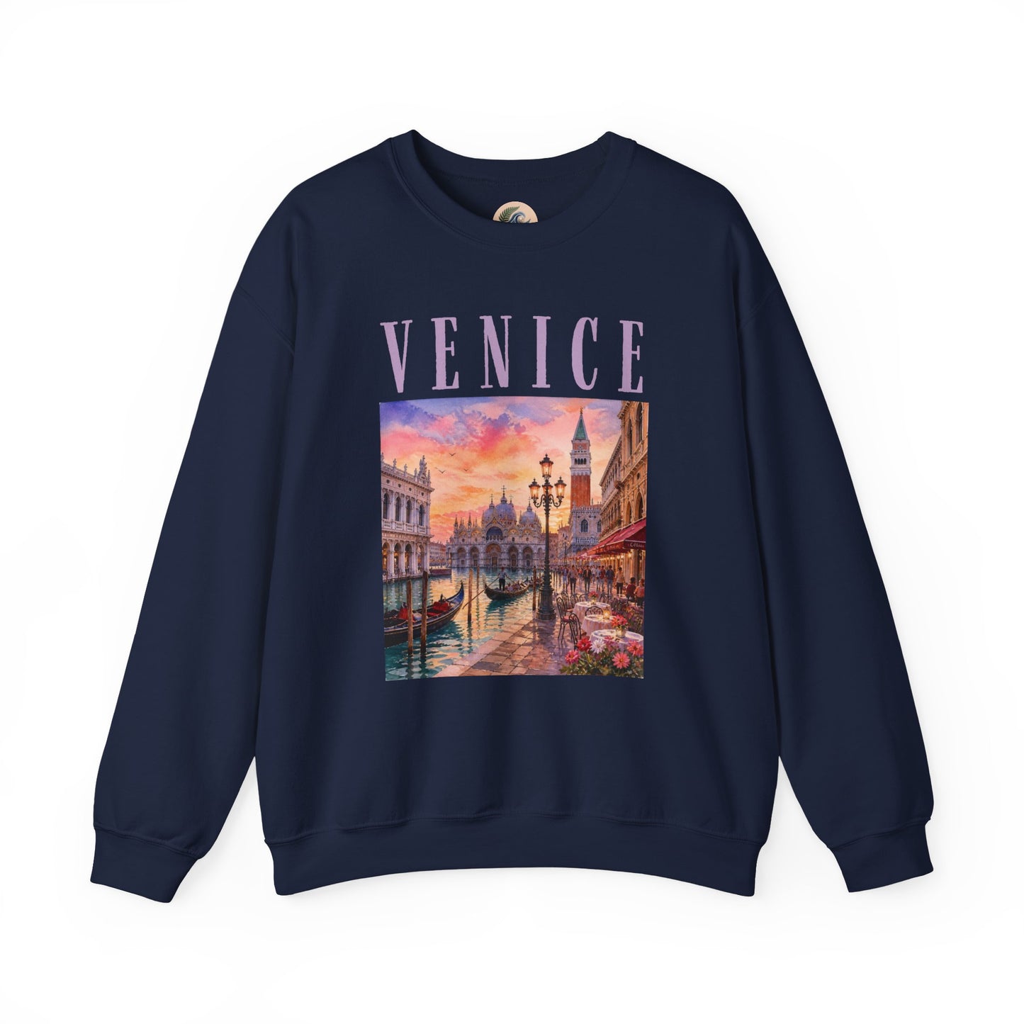 Venice Sunset Crewneck Sweatshirt — Vintage Canal Travel Graphic