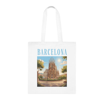 Barcelona Sagrada Família Cotton Tote – Vintage Travel Souvenir Bag