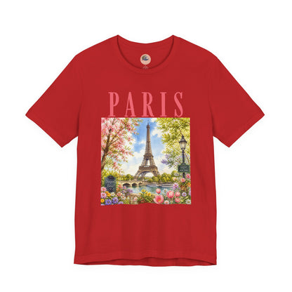 Paris Floral Eiffel Tower Tee — Vintage Romantic France T-Shirt