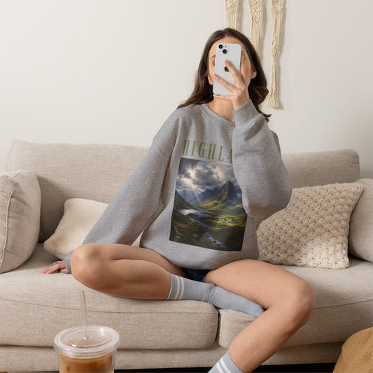 Highlands Scenic Crewneck Sweatshirt — Mountain Landscape Pullover
