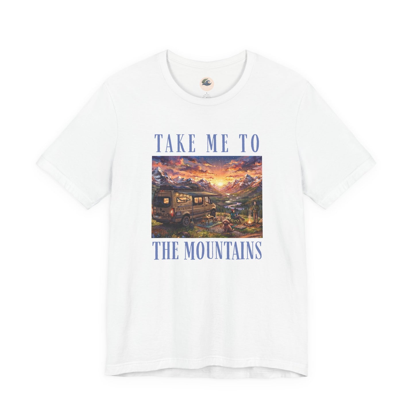 Take Me to the Mountains Sunset Tee — Scenic Cabin Sunset Graphic T-Shirt