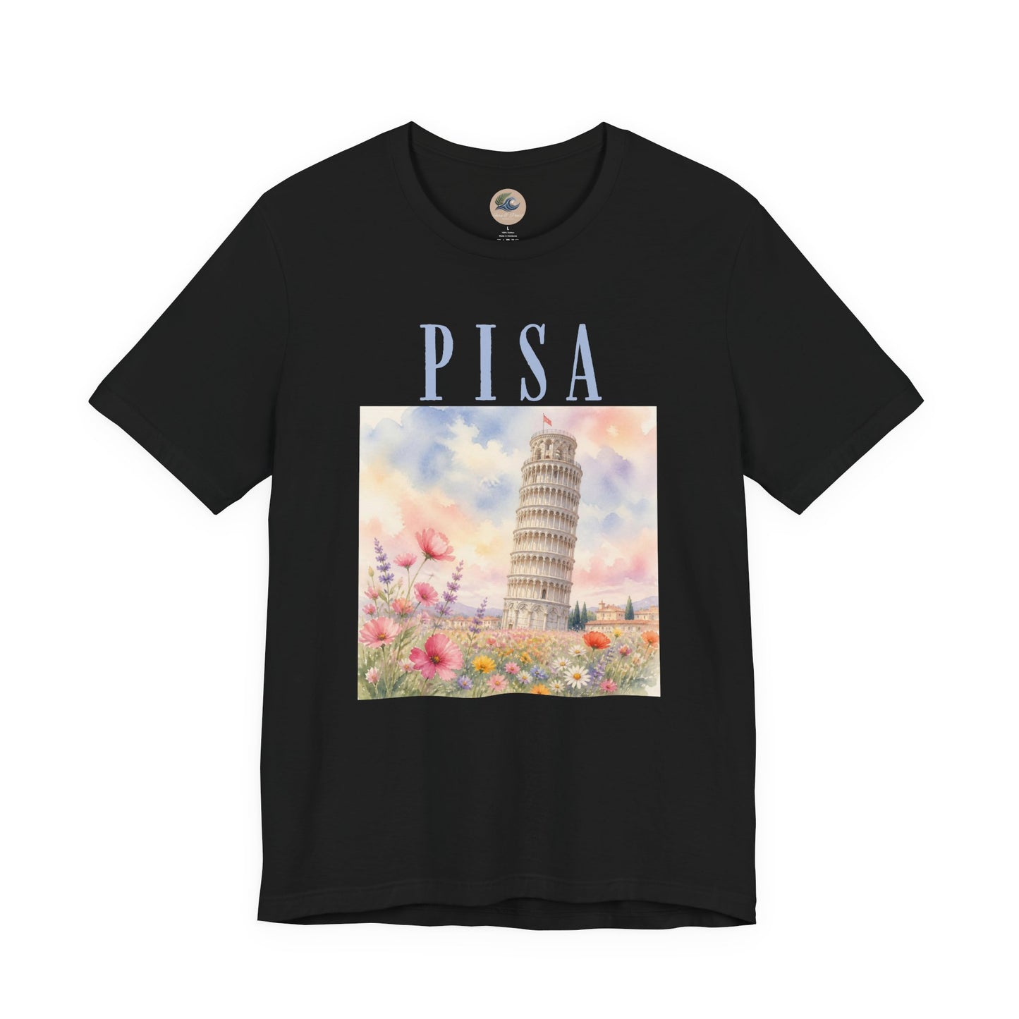 Pisa Floral Illustration T‑Shirt — Leaning Tower Travel Tee