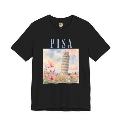 Pisa Floral Illustration T‑Shirt — Leaning Tower Travel Tee