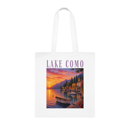 Lake Como Sunset Tote Bag — Italian Lakeside Travel Cotton Tote